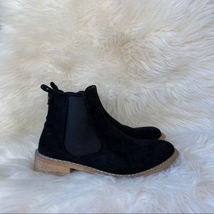 Black Faux Suede Chelsea Booties